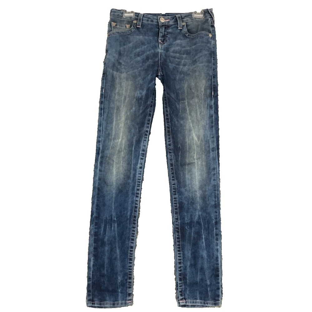 NWOT True Religion Skinny Jeans Size 16 Women Sz 6 Pink Stitch Hi Rise Med Y2K